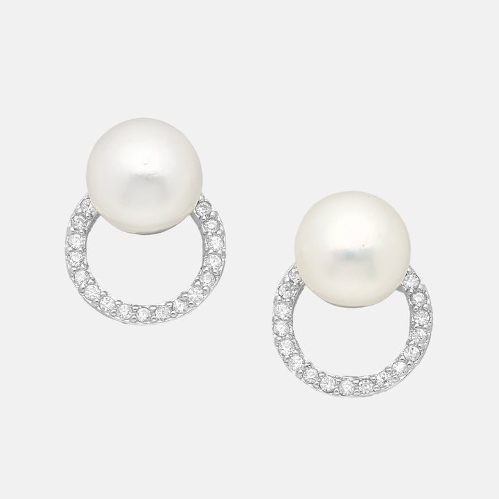 Lizzie Sterling Silver Pearl Hoop Earrings