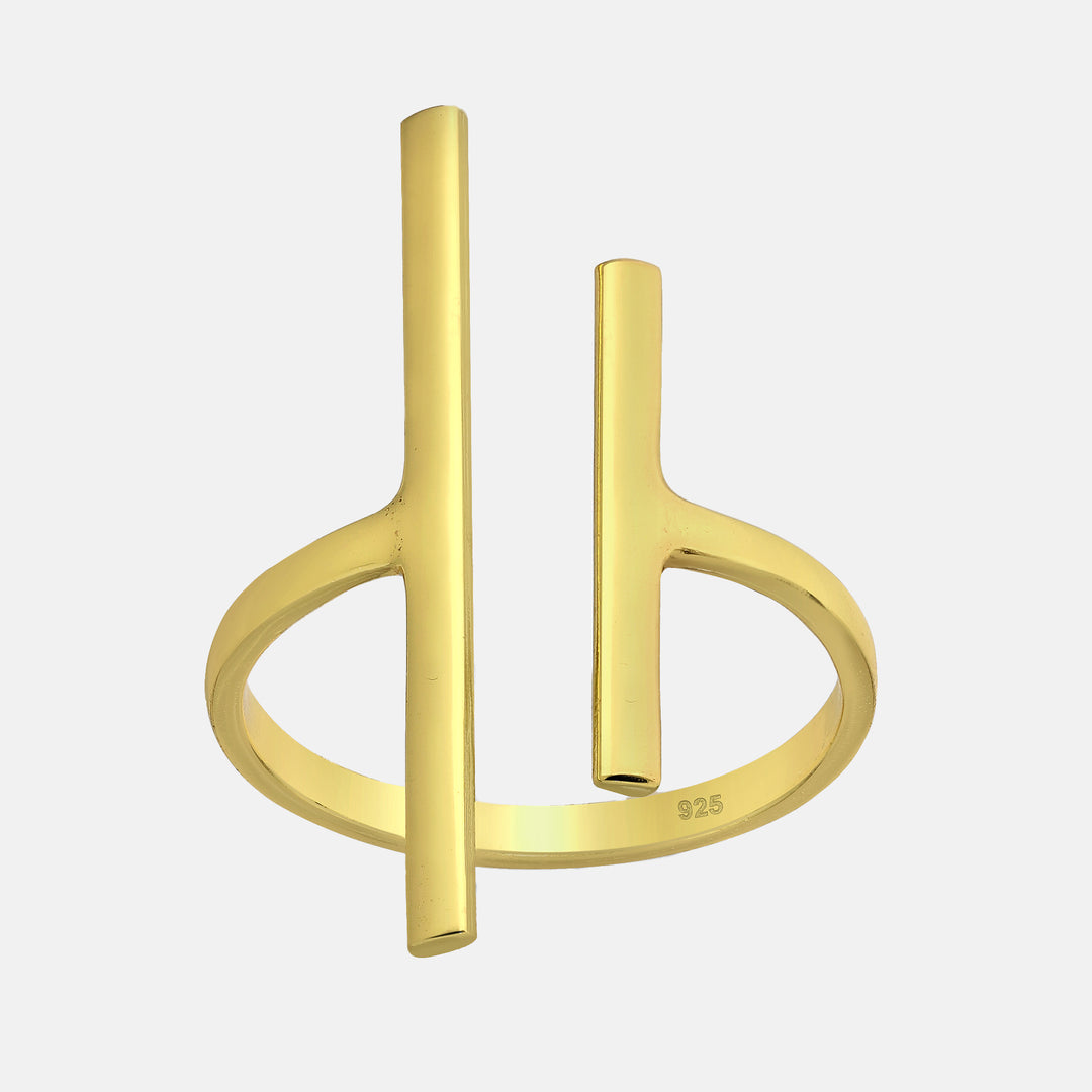 Asymmetrical Gold Bars Badu Ring