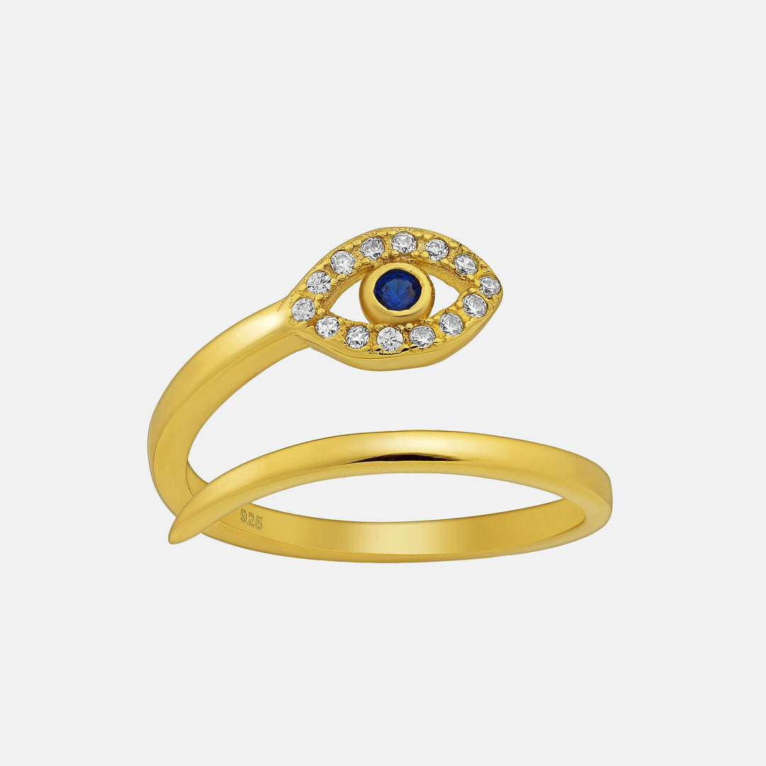 Darma Eye Zircon Gold Wrap Ring