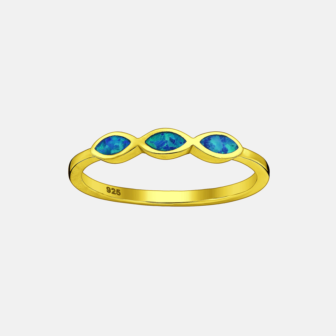 Mya Blue Opal Bezel Gold Ring