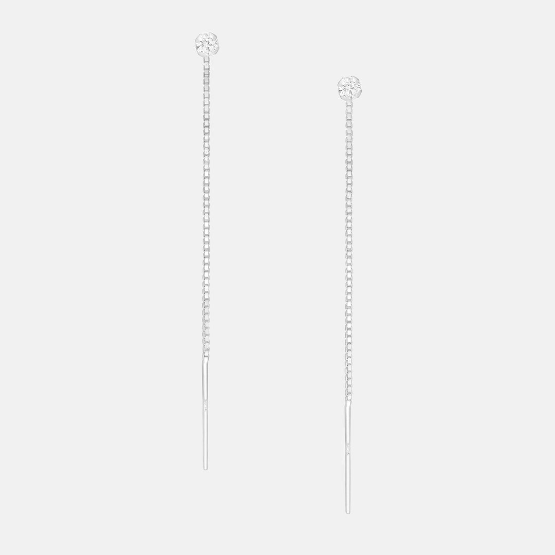 Ziri Zircon Stud Sterling Silver Chain Earrings