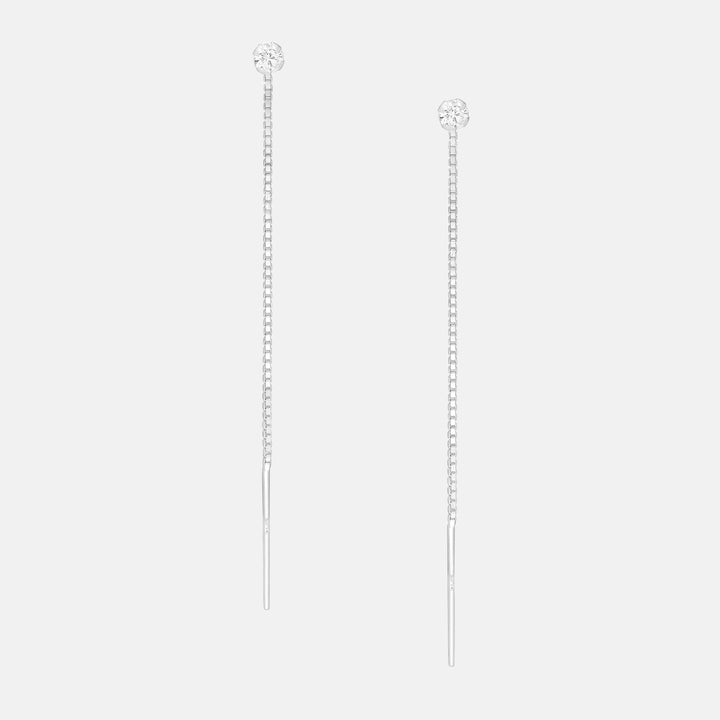 Ziri Zircon Stud Sterling Silver Chain Earrings