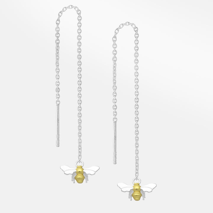 Gold & Silver Bee Chain Earrings