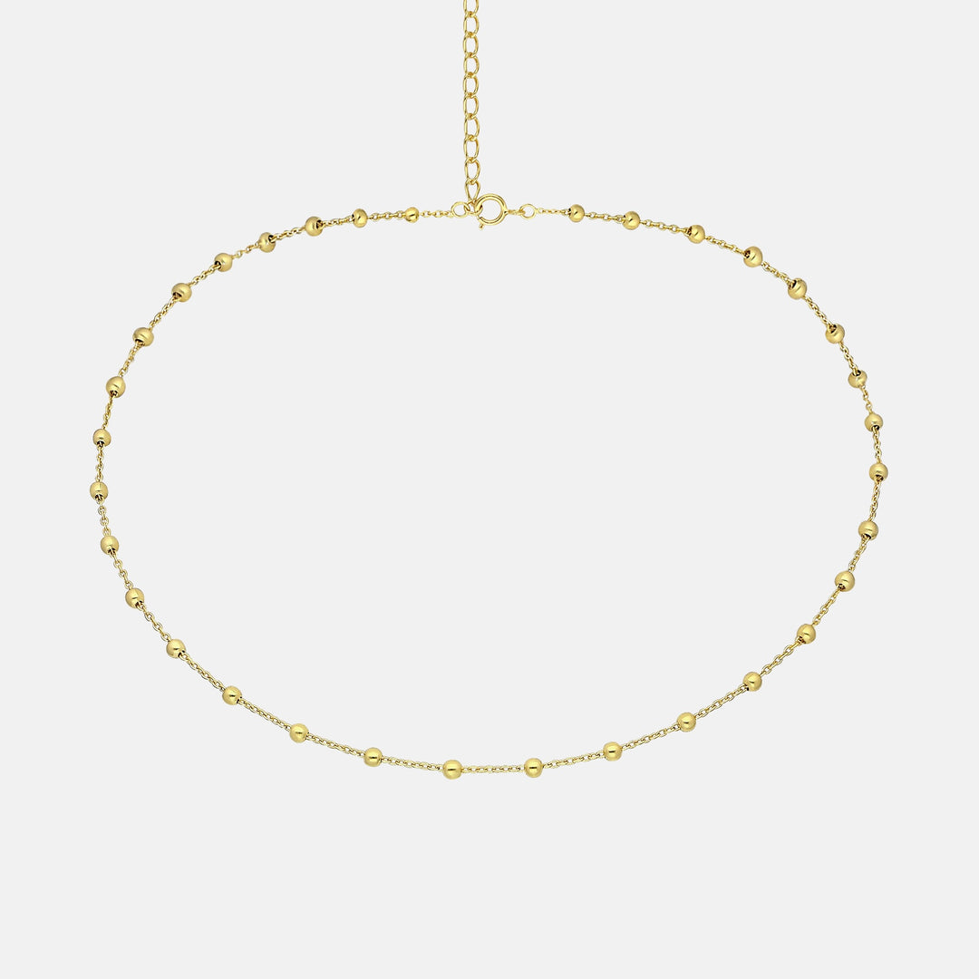 Chloe Gold Ball Beaded Choker Chain Necklace