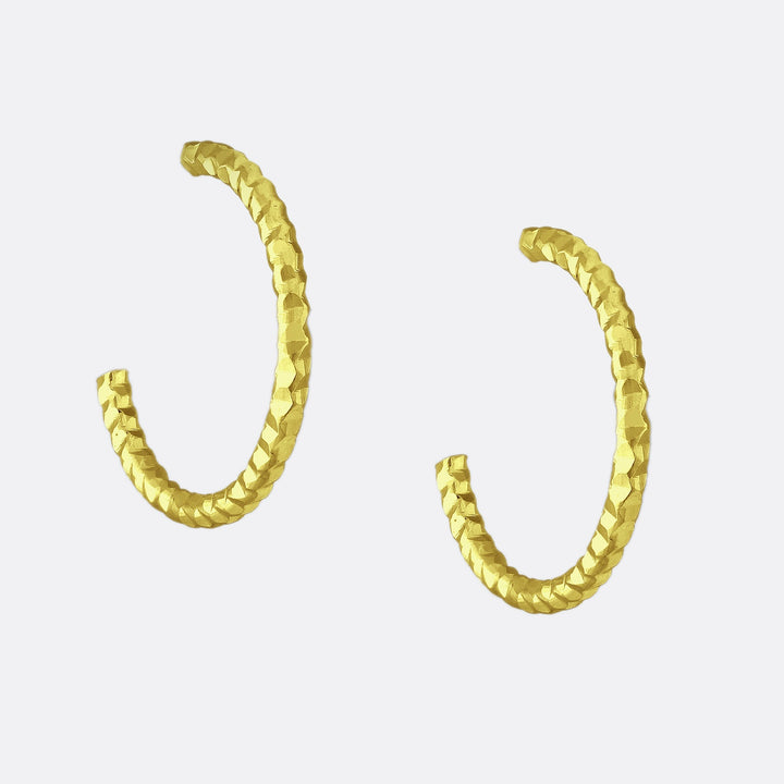 Gold Naya Grooved Hoop Earrings
