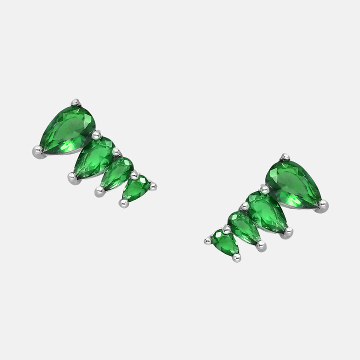 Emerald Tear Drop Succession Stud Earrings