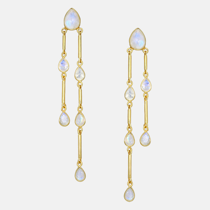 Moonstone Gold Articulated Earrings