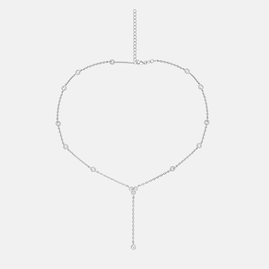 Lariat Zircon Stone Y-Shaped Sterling Silver Necklace