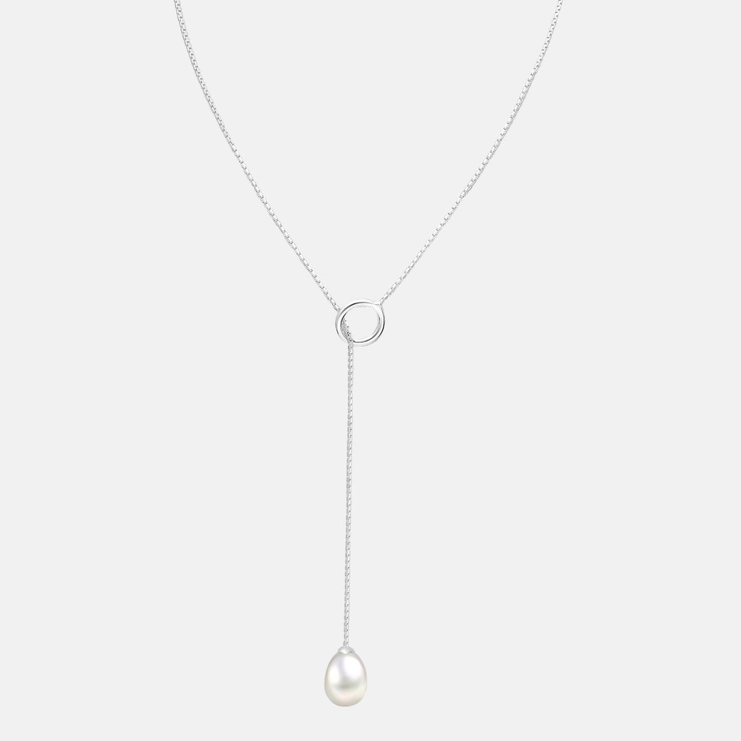 Pearl Lariat .925 Sterling Silver Necklace