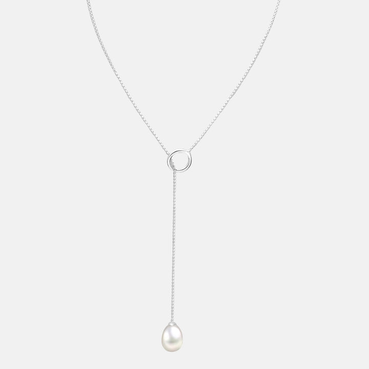 Pearl Lariat .925 Sterling Silver Necklace