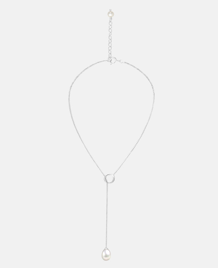 Pearl Lariat .925 Sterling Silver Necklace
