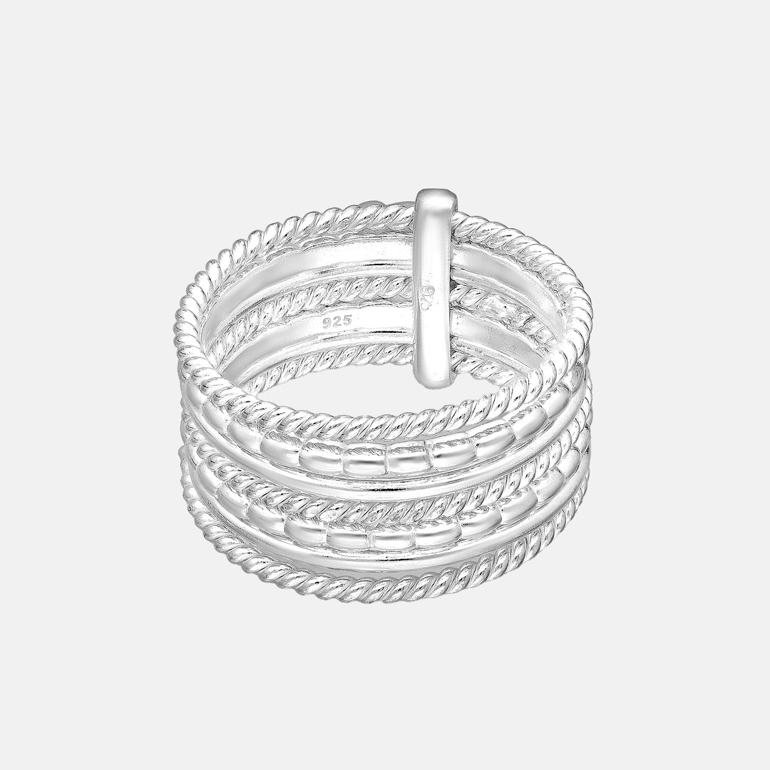 .925 Textured Silver Ring Stack