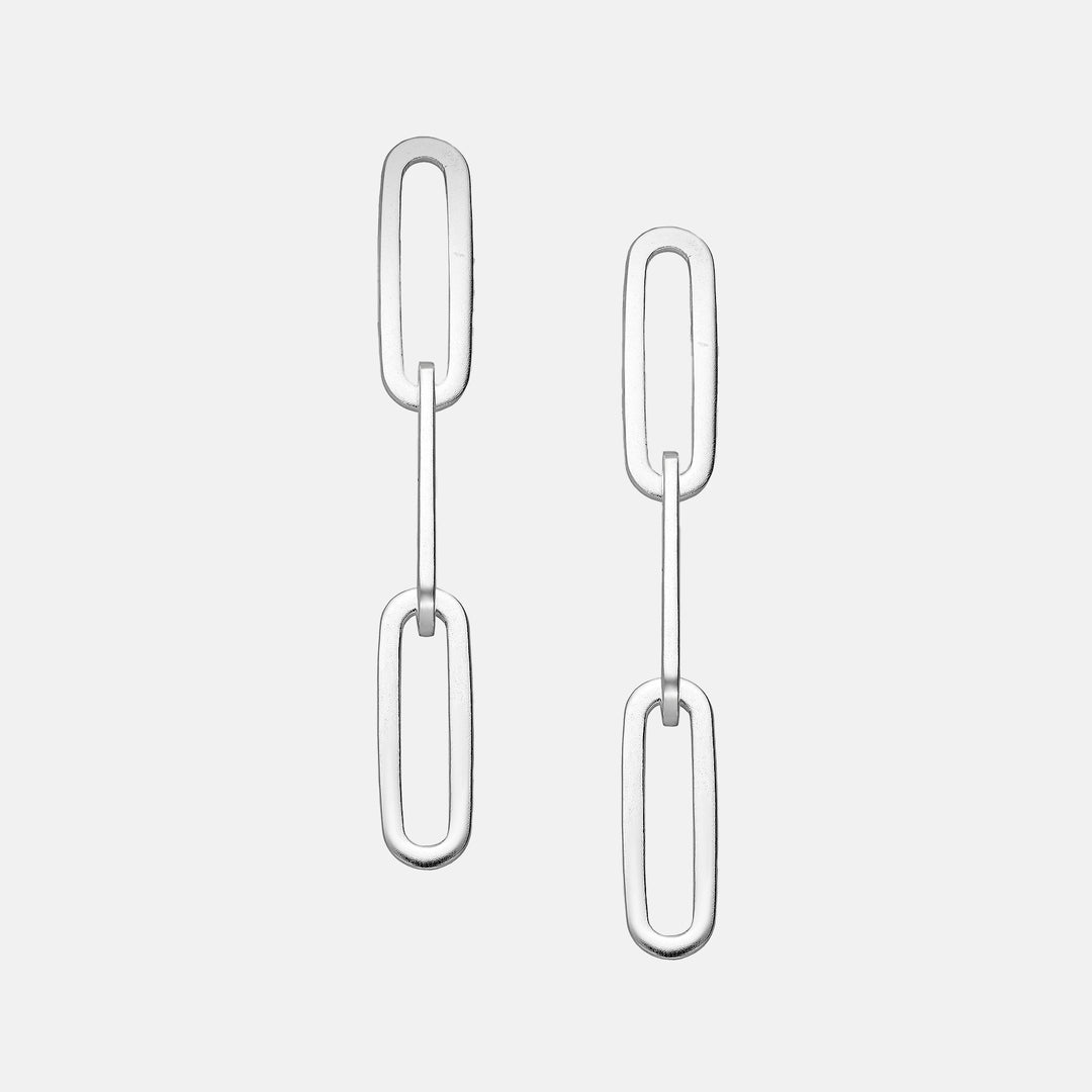 Edie Sterling Silver Square Link Drop Earrings