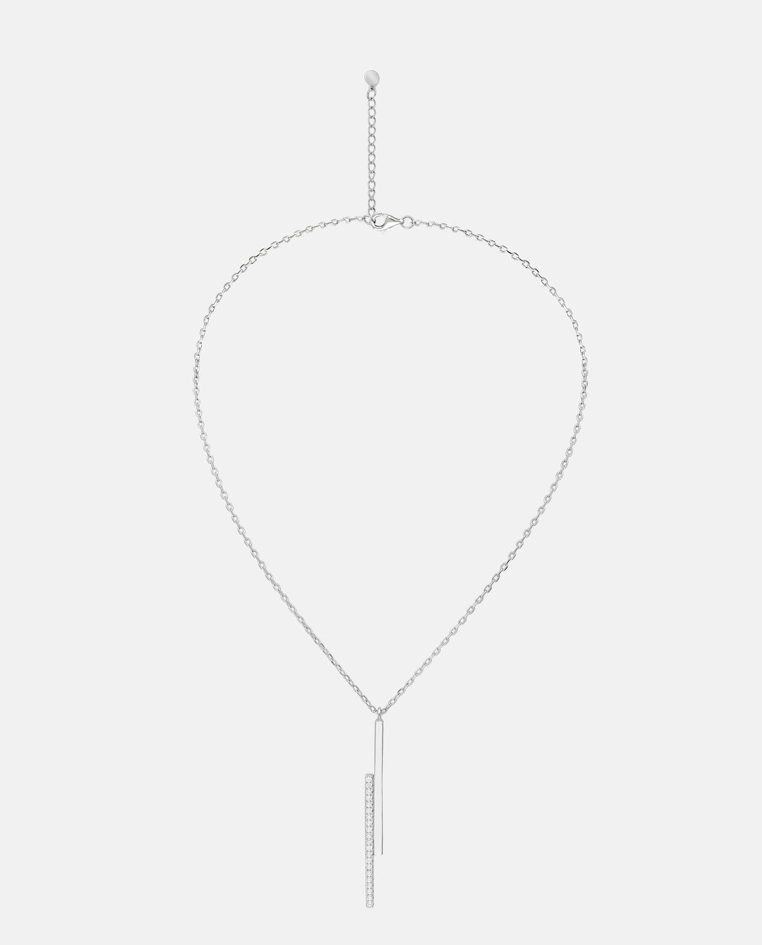 Bar Duet Zircon Pendant .925 Sterling Silver Necklace