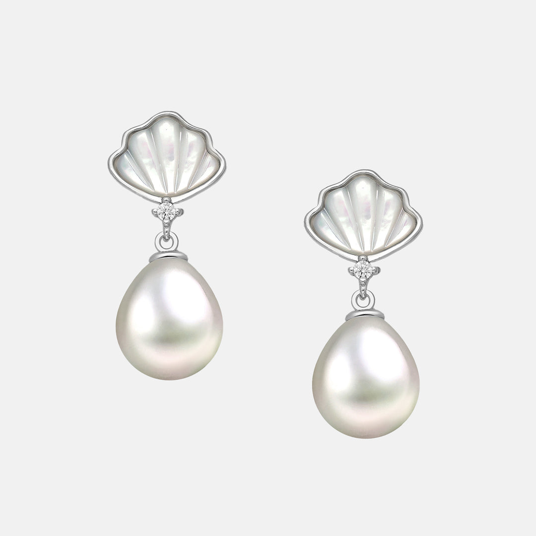 Scallop Pearl Drop Earrings