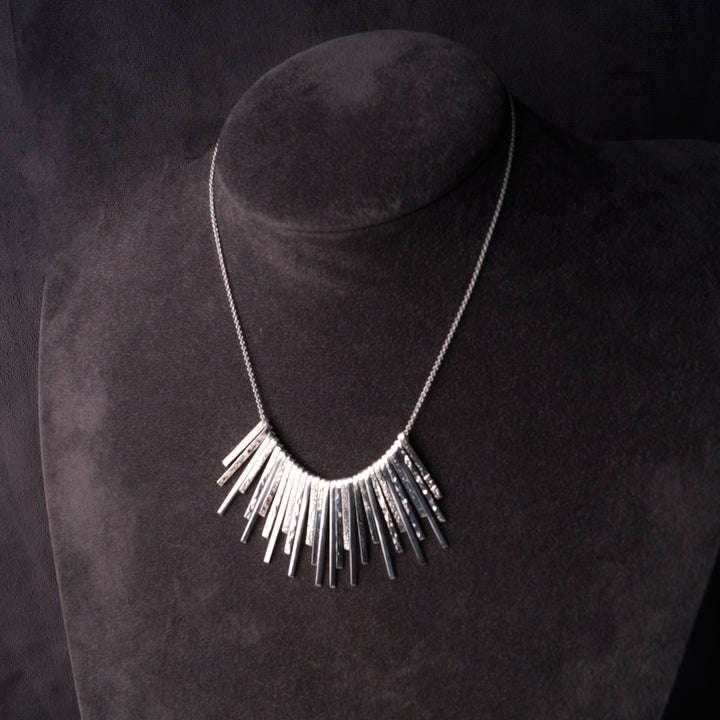 Inca Textured Bars Sterling Silver Necklace