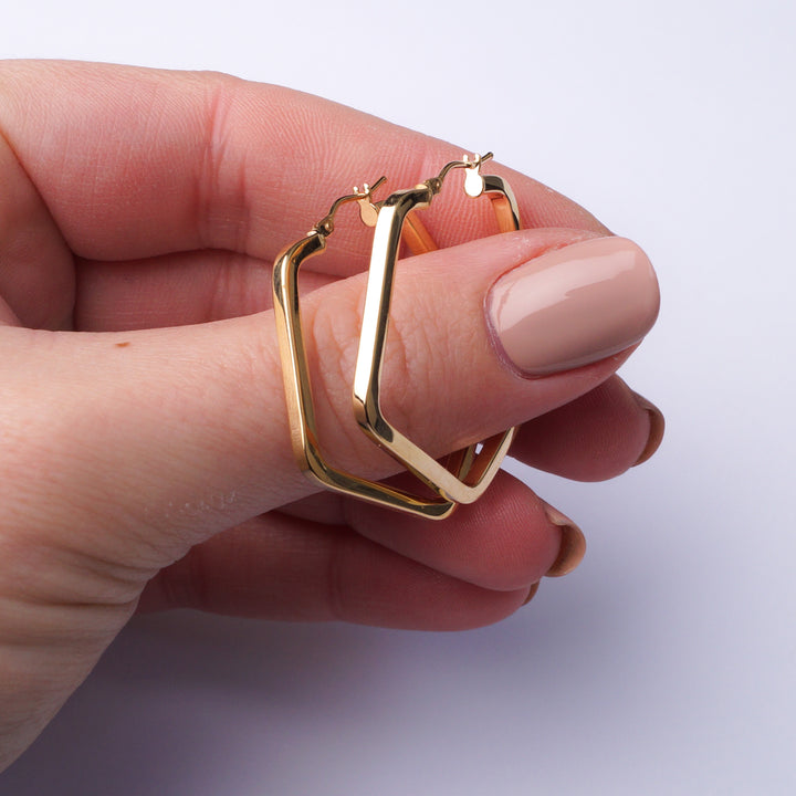 9ct Gold Geo Hoops - Pentagonal | Triangular