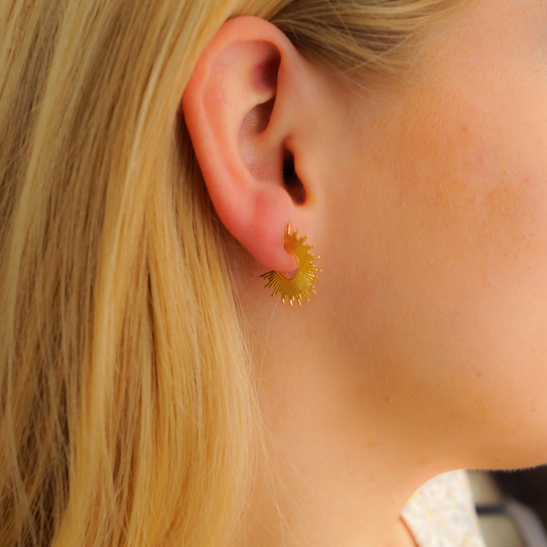 Gold Helios Huggie Hoop Earrings