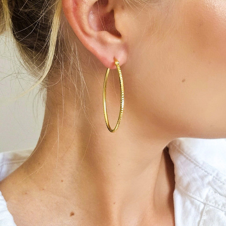 Oumi Textured Oval Hoop Earrings