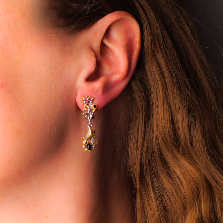 Blue Sapphire Etruscan Earrings