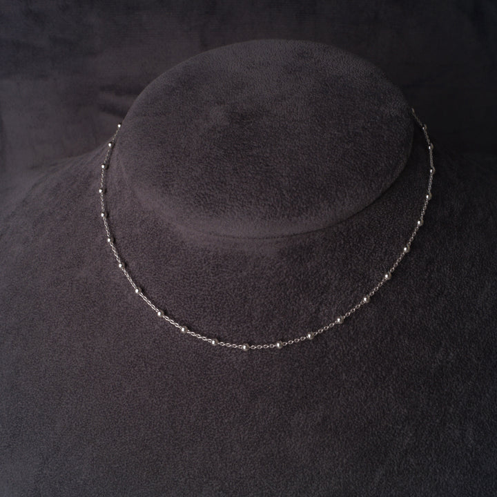 Chloe Silver Ball Beaded Choker Chain Necklace