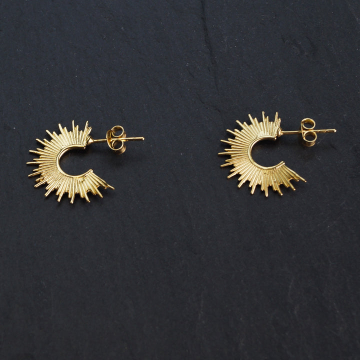 Gold Helios Huggie Hoop Earrings