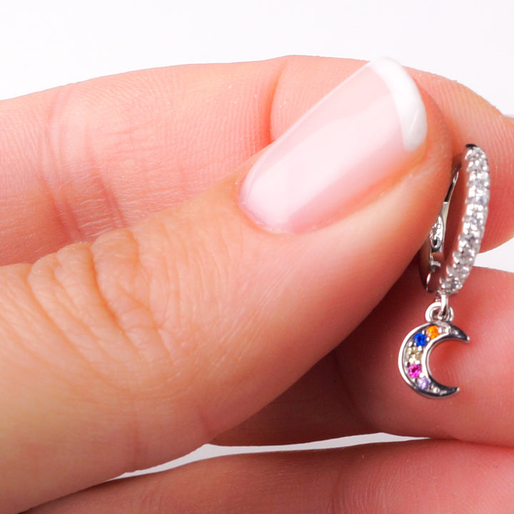 Moon & Star .925 Huggie Hoop Earrings