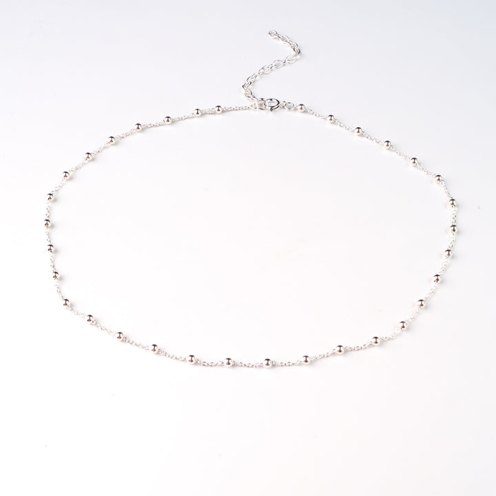 Chloe Silver Ball Beaded Choker Chain Necklace