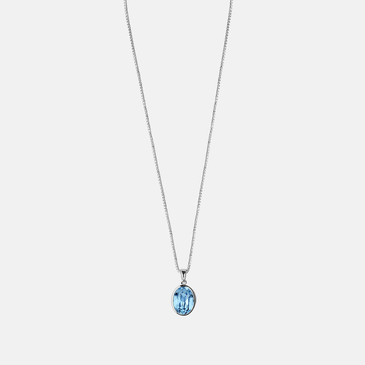 Aquamarine Swarovski Crystal Pendant & Chain Necklace
