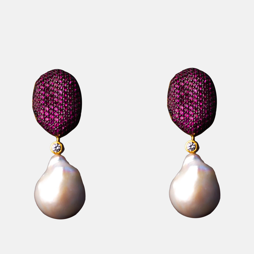 Louvre Pink Baroque Pearl Earrings