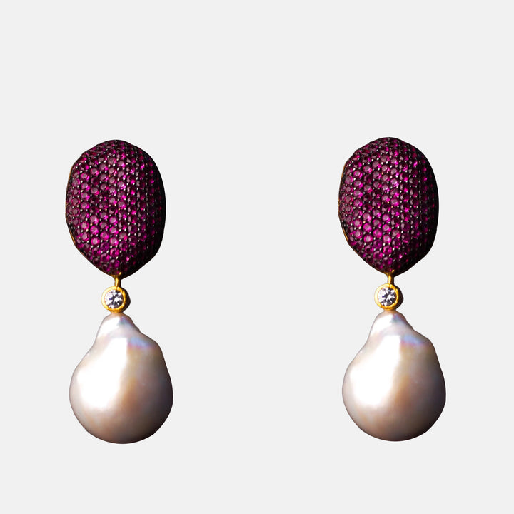 Louvre Pink Baroque Pearl Earrings