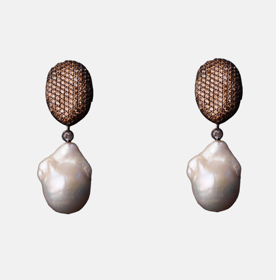 Louvre Champagne Baroque Pearl Earrings