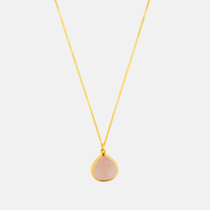 Kate Rose Quartz Pendant 9ct Gold Necklace