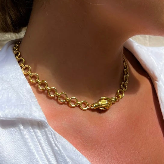 Magnetic Hands Gold Chain Necklace