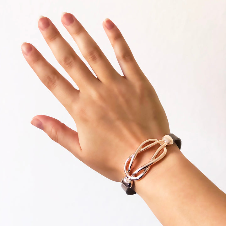 Laurie Leather Rose Gold Bracelet - AmaLily