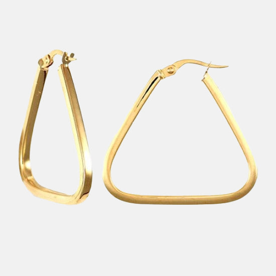 9ct Gold Triangle Hoop Earrings