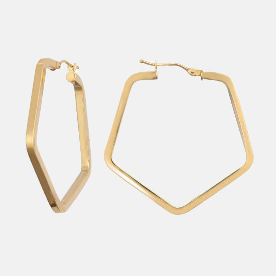 9ct Gold Pentagon Hoops