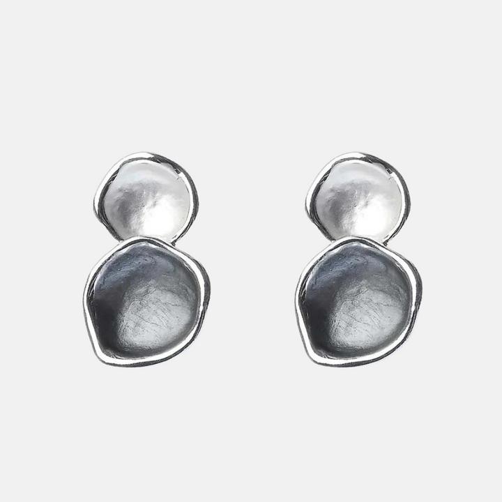Deux Silver & Grey Double Stud Earrings