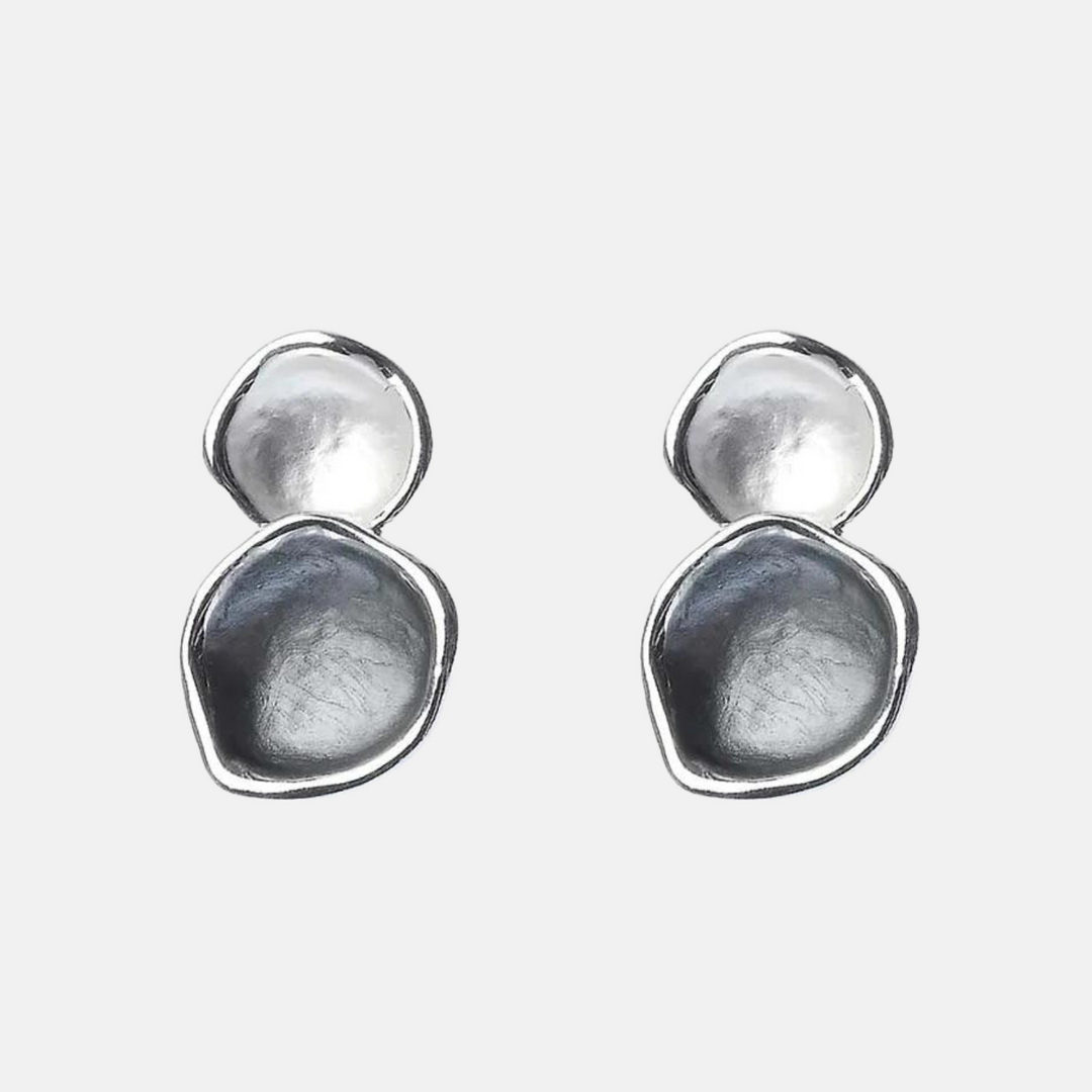 Deux Silver & Grey Double Stud Earrings