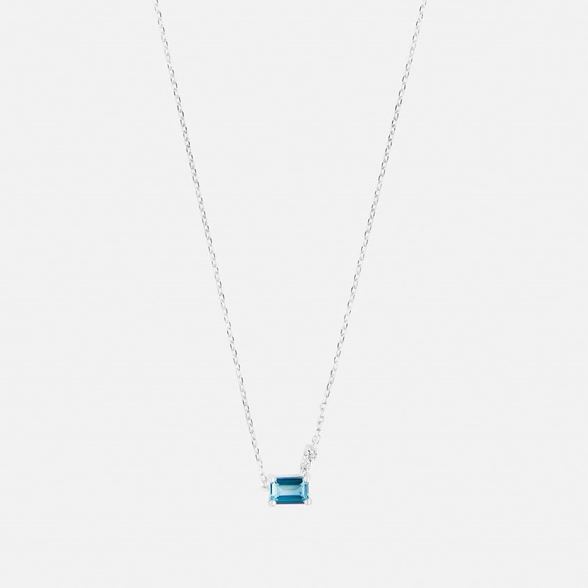 Square Aquamarine Sterling Silver Necklace