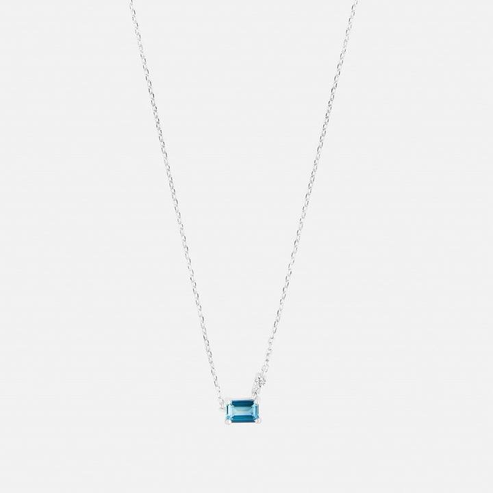 Square Aquamarine Sterling Silver Necklace