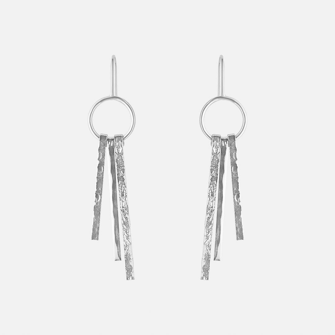 Inca Textured Bars Asymmetrical Earrings