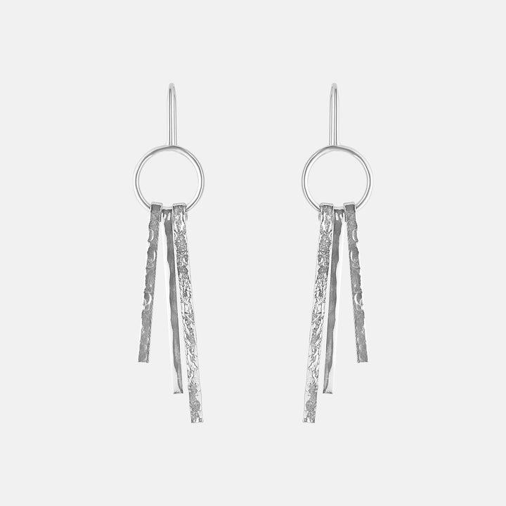 Inca Textured Bars Asymmetrical Earrings