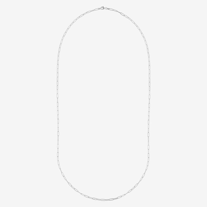 Edie Silver Long Square Link Necklace
