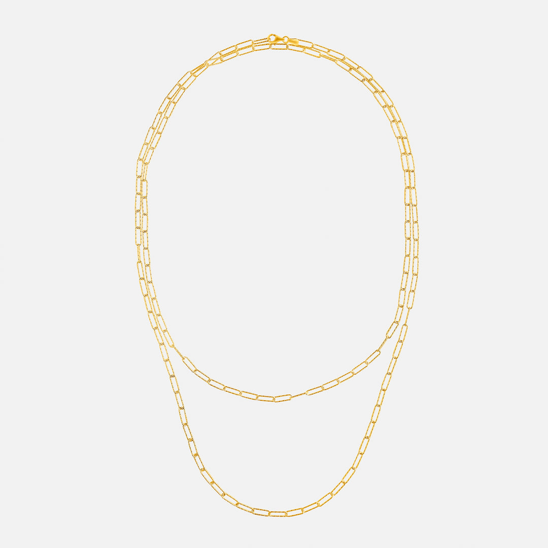 Edie Extra Long 46" Square Link Necklace - Textured Gold