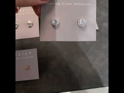 Amalfi Zircon Sterling Silver Stud Earrings