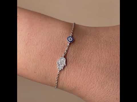 Eye & Hamsa Sterling Silver Bracelet