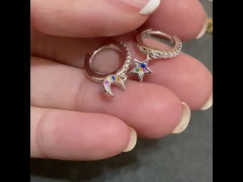 Moon & Star .925 Huggie Hoop Earrings