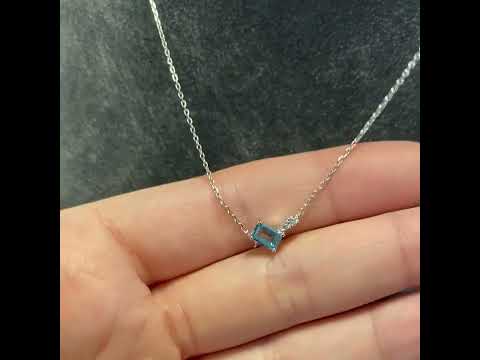 Square Aquamarine Sterling Silver Necklace