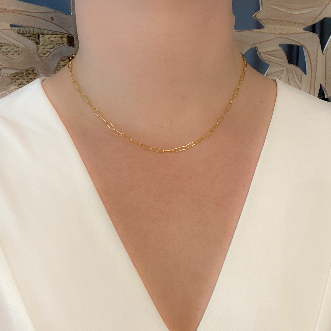 Edie Gold Short Square Link Necklace